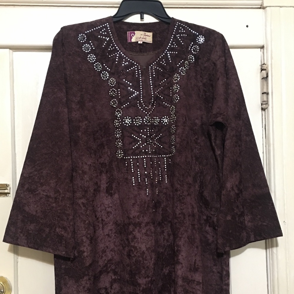 Long corduroy beaded dress size is 3X-New